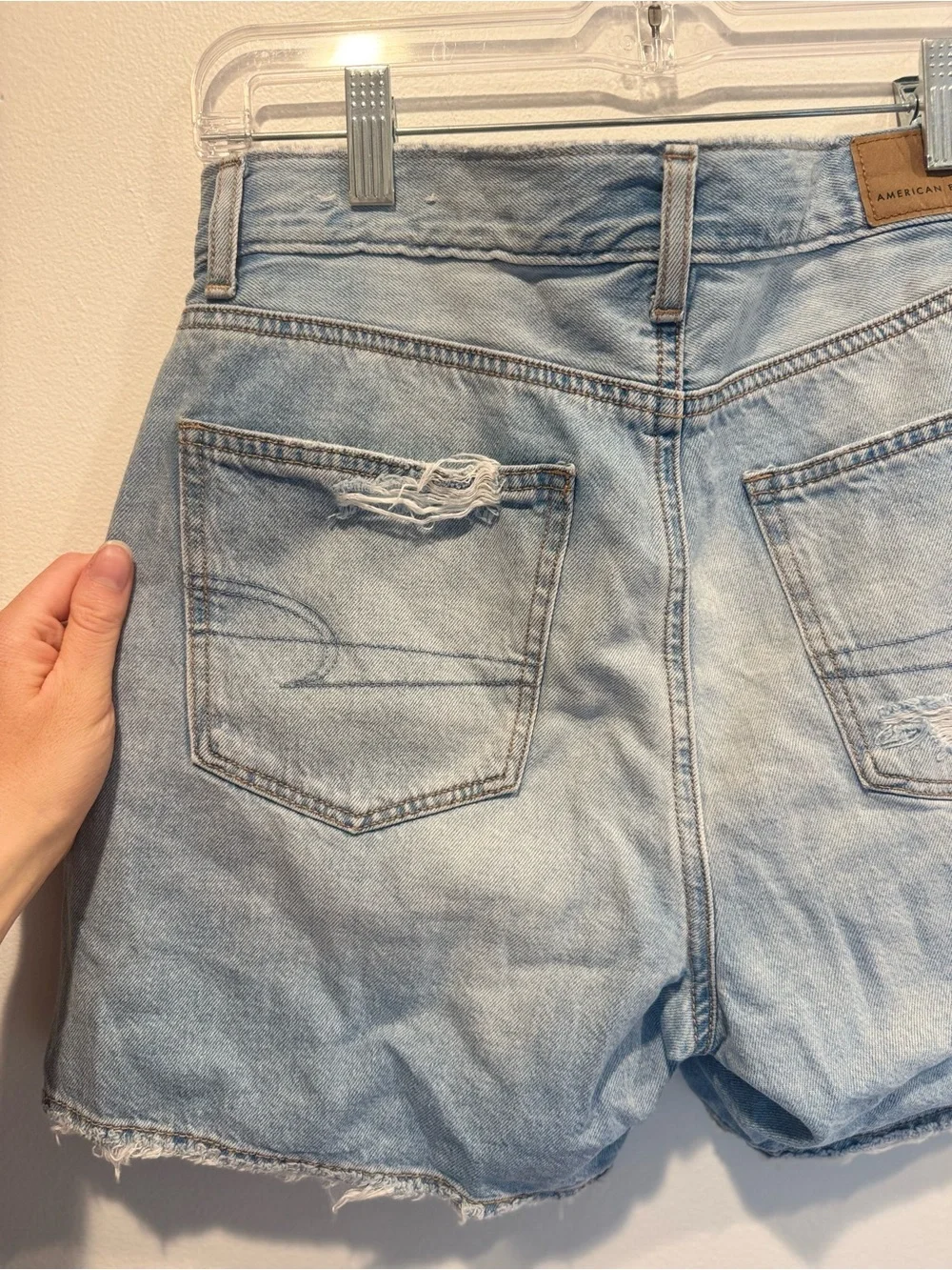 American Eagle Light Wash Denim Cutoff Shorts